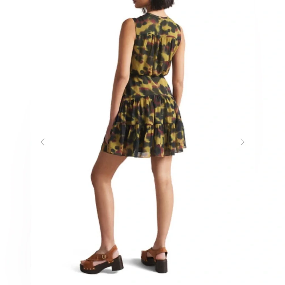 TED BAKER DRESS ELVINIA ANIMAL PRINT BUTTON UP GGT MINI DRESS BROWN. Size 2 - Picture 3 of 12